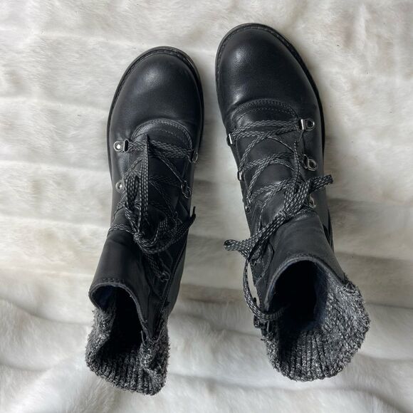 Bare traps black faux leather ankle boots side zipper black sweater back… - Picture 11 of 13